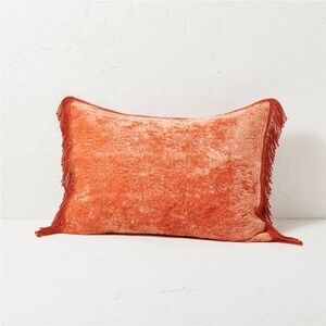 Opalhouse Orange Velvet Pillow Covers with Fringe